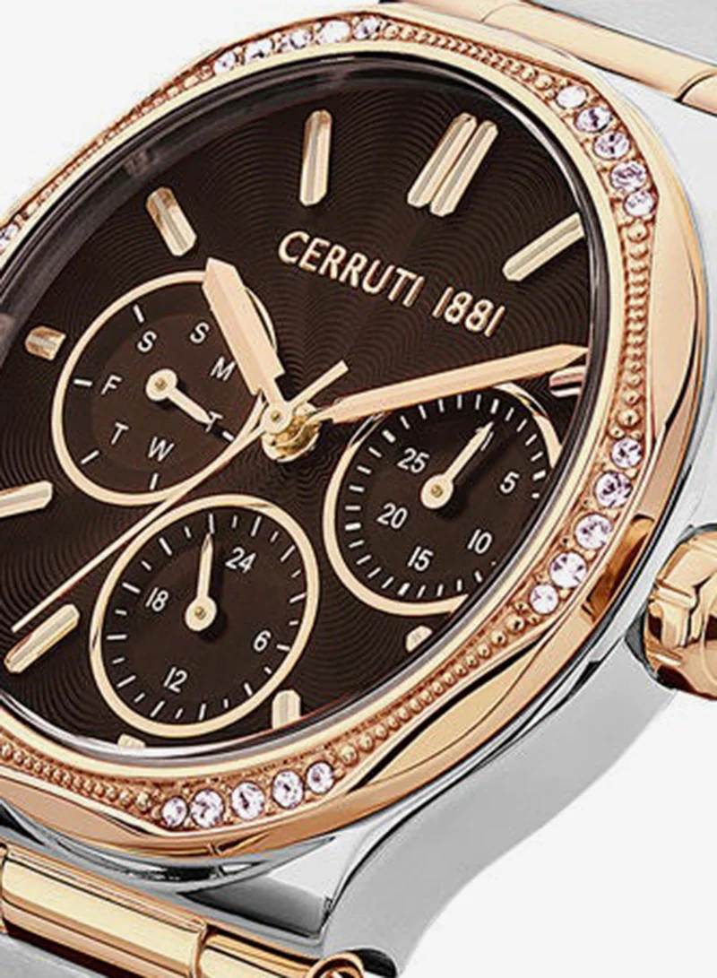 CERRUTI 1881  Women's Round Shape Stainless Steel Band Analog Wrist Watch 34 mm - Brown Dial - CIWLK2225401 for Women | Best Price UAE