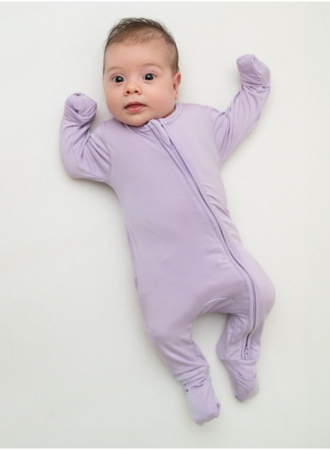 Hushabye – Bamboo Sleepsuit Mix Pack - Flamingo / Lilac / Date Palm - Image 3