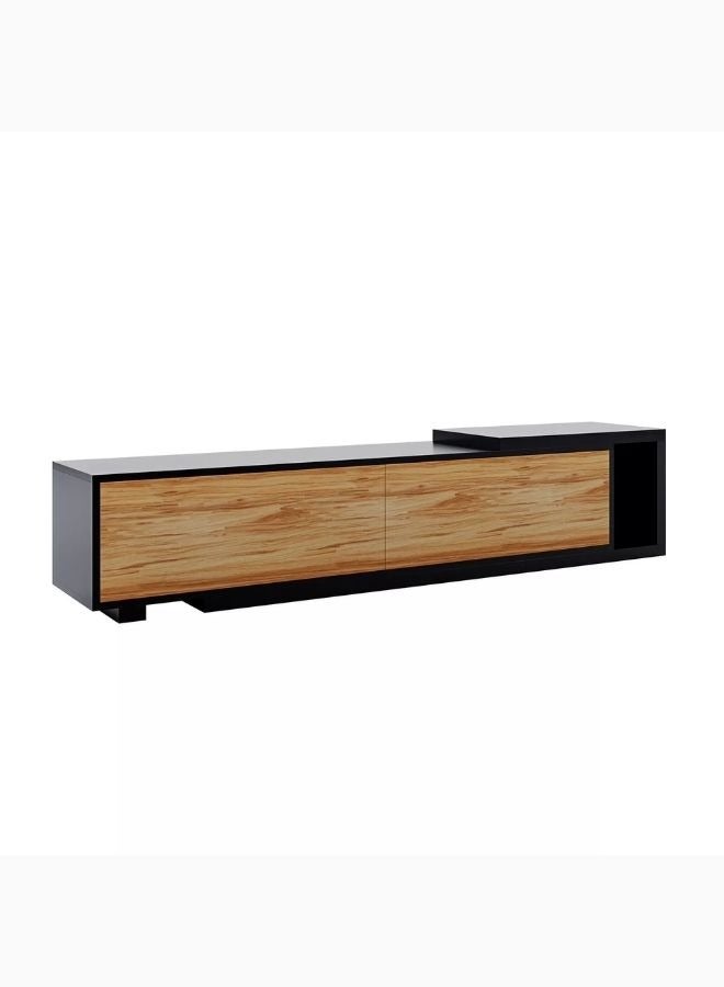 Karnak Egde Expandable Entertainment Unit – Modern TV Stand with Adjustable Length, Storage Cabinets & Shelf – Durable Engineered Wood – Walnut & Wenge Finish – Customizable Colors - Image 5