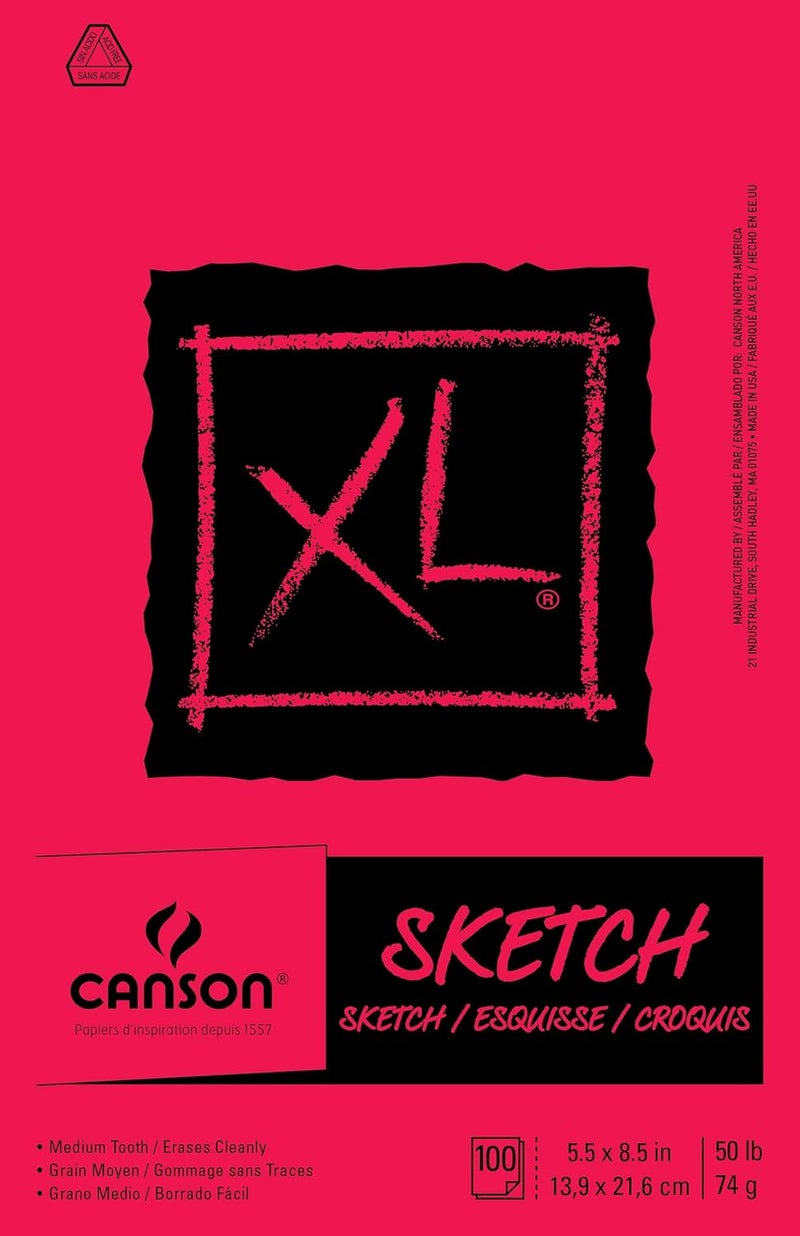 CANSON Canson XL Series Sketch Pad 55 x 85 Foldover Cover 100 Sheets 100510938 - Image 1