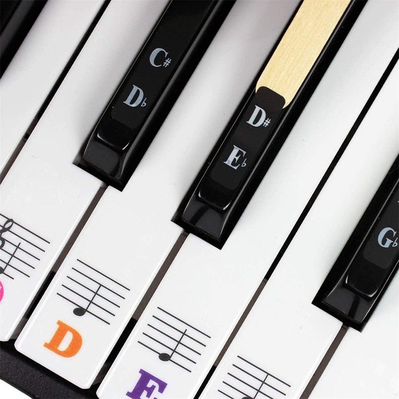 ELECDON Piano Keyboard Stickers for Beginners, 88/61/54/49 Keys Removable Transparent Leaves No Residue Electronic Organ, Hand-rolled Piano Stickers, Big Letters, Perfect for Kids, Easy to Install - Image 2