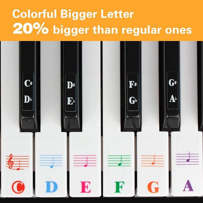 ELECDON Piano Keyboard Stickers for Beginners, 88/61/54/49 Keys Removable Transparent Leaves No Residue Electronic Organ, Hand-rolled Piano Stickers, Big Letters, Perfect for Kids, Easy to Install - Image 5