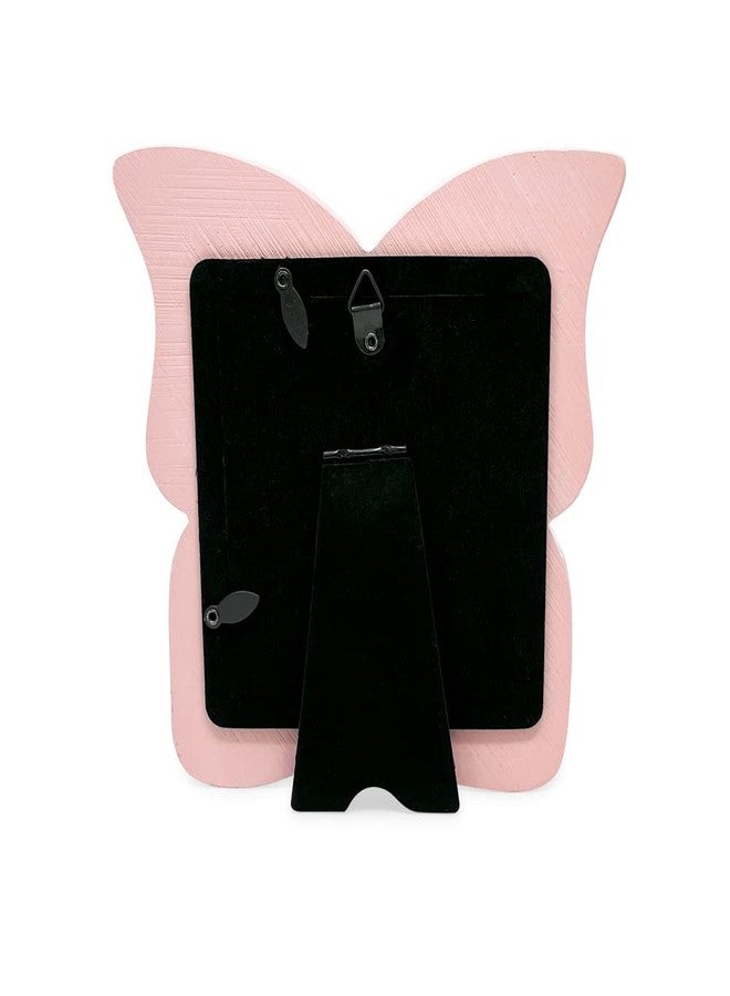 لورا أشلي إطار صور فراشة وردي من الراتنج من لورا آشلي مقاس 4x4 مع حواف منقطة، إطار صور مع حامل قماشي أسود، مصمم للعرض على الطاولة والتعليق على الحائط (4x4، وردي) - Image 3