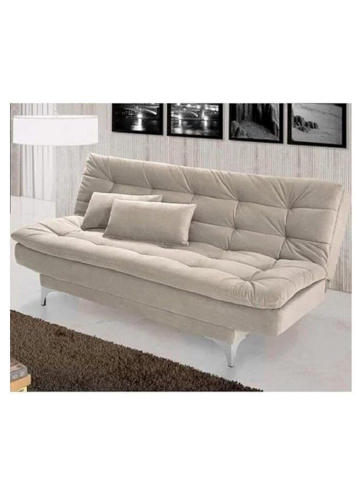 Poppins Home Eagle Sofa Bed with Two Cushions Perfect for Home Living Room and Guests (Cream)  - Image 1