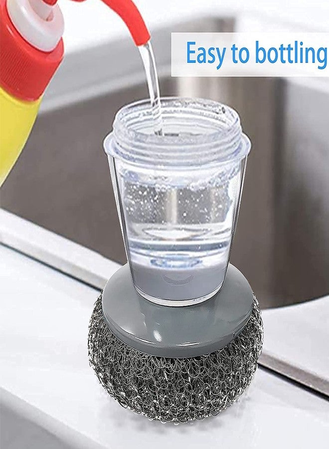 MALL Kitchen Soap Dispensing Palm Brush Washing Liquid Dish Brush Soap Pot Utensils with Dispenser Cleaning Bathroom Cleaning Tools (Pack of 1) - Image 3