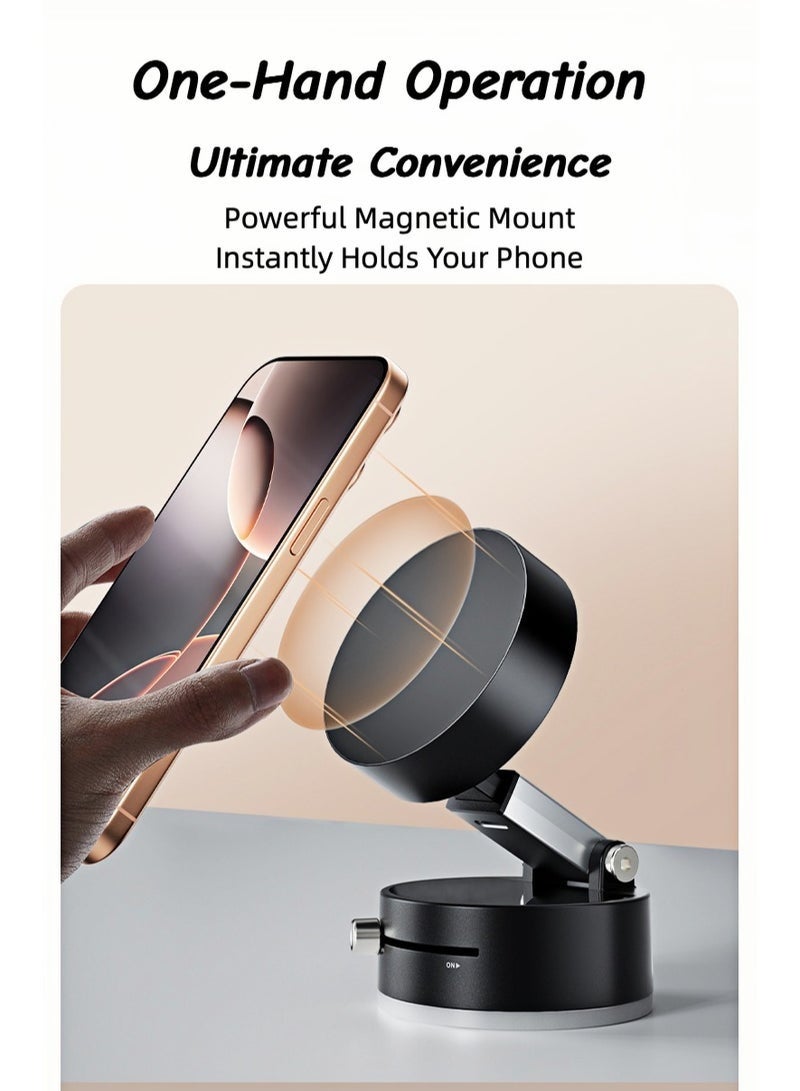 Arabest Vacuum Magnetic Phone Holder, Suction Cup Phone Mount, Foldable Strong Magnetic Cell Phone Holder for Car/Gym/Mirror/Smooth Surface, Compatible with Magsafe iPhone, car phone holder, car mobile holder, mobile holder in car, car mobile holder magnetic, magnetic phone holder - Image 5