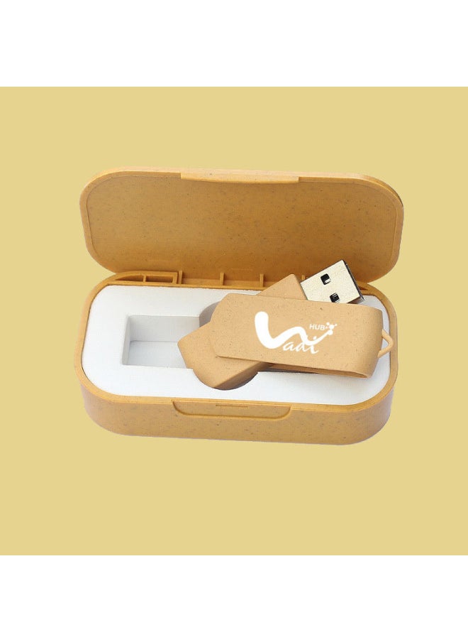 Environmentally Friendly Paper USB Flash Drive, Biodegradable USB Wheat Straw USB Flash Drive, Wooden USB Flash Drive, Customizable Logo, Mold Opening And Customized Appearance-Color:Brown-Capacity:USB3.0 64GB  - Image 4