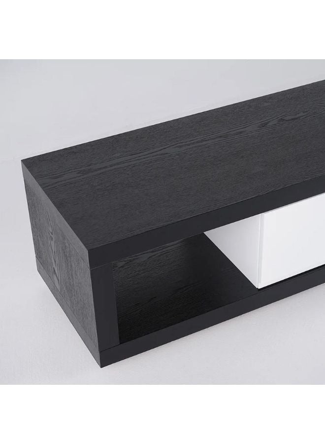 Karnak Occo Modern TV Unit Stand for TVs up to 75 Inches, 265cm Wide Entertainment Center with 3 Drawers & Open Shelf, MDF Wood, White & Black Finish – Living Room Media Console Table - Image 4