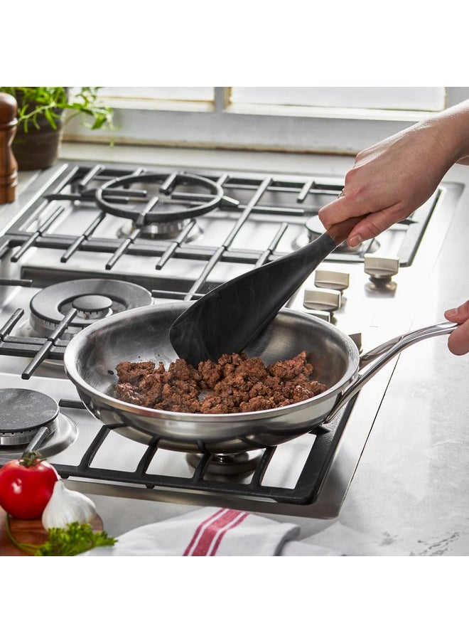 STAUB STAUB Multifunction Spatula Spoon, Great for Both Cooking and Serving Durable BPA-Free Matte Black Silicone, Acacia Wood Handles, Safe for Nonstick Cooking Surfaces  - Image 2