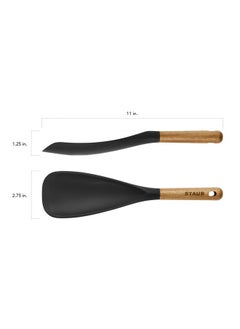 STAUB STAUB Multifunction Spatula Spoon, Great for Both Cooking and Serving Durable BPA-Free Matte Black Silicone, Acacia Wood Handles, Safe for Nonstick Cooking Surfaces  - Image 3