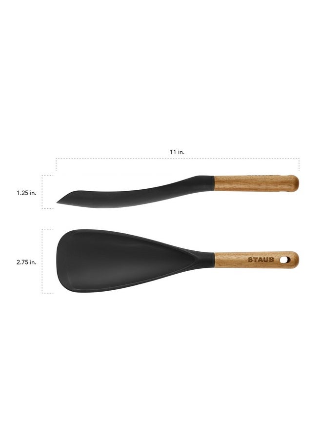 STAUB STAUB Multifunction Spatula Spoon, Great for Both Cooking and Serving Durable BPA-Free Matte Black Silicone, Acacia Wood Handles, Safe for Nonstick Cooking Surfaces  - Image 3