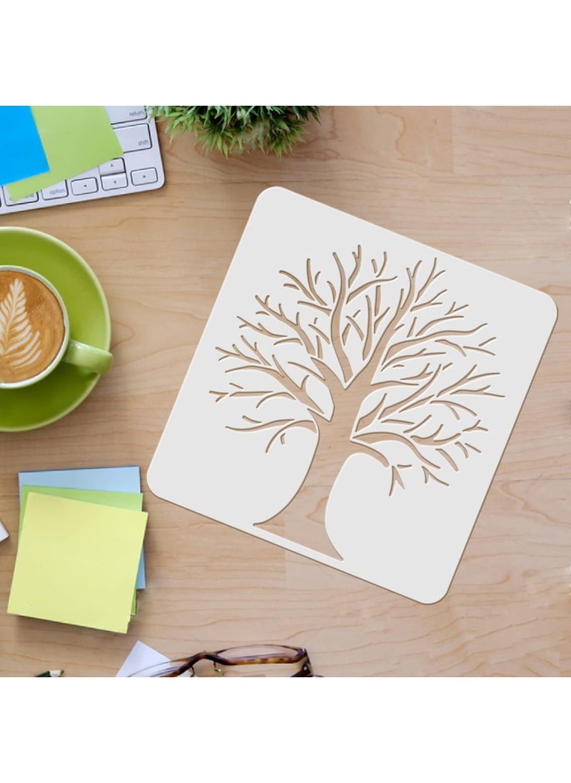 FINGERINSPIRE FINGERINSPIRE Tree Stencils Template 11.8x11.8inch Plastic Tree Branches Drawing Painting Stencils Square Reusable Stencils for Painting on Wood, Floor, Wall and Tile  - Image 3