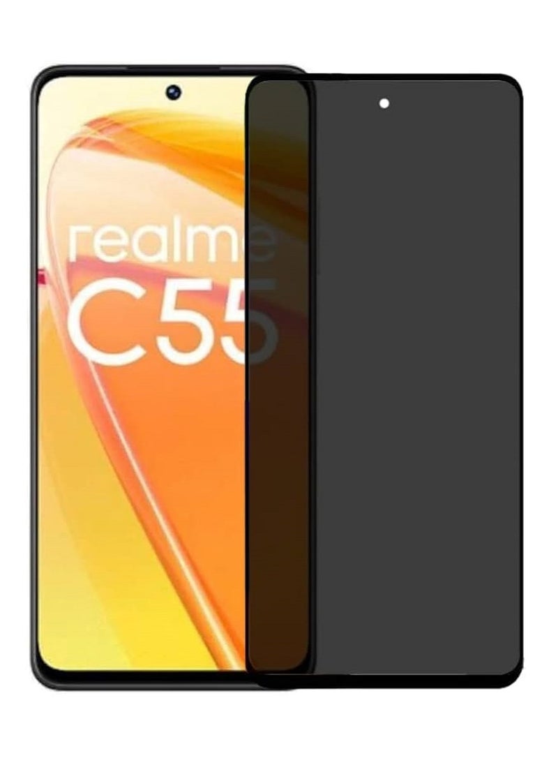 we3 Tempered Glass Screen Protector Anti-Spy Privacy Designed For Realme C55 Full Screen Coverage And Bubble Free  - Image 1