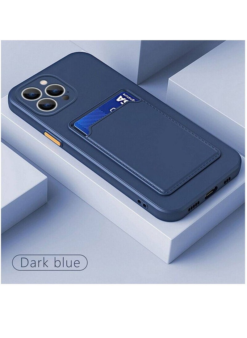ZOOMEE - Protective ShockProof Card Slot Luxury Rubber Case Cover For iPhone 13 Pro Max Dark Blue - Image 1
