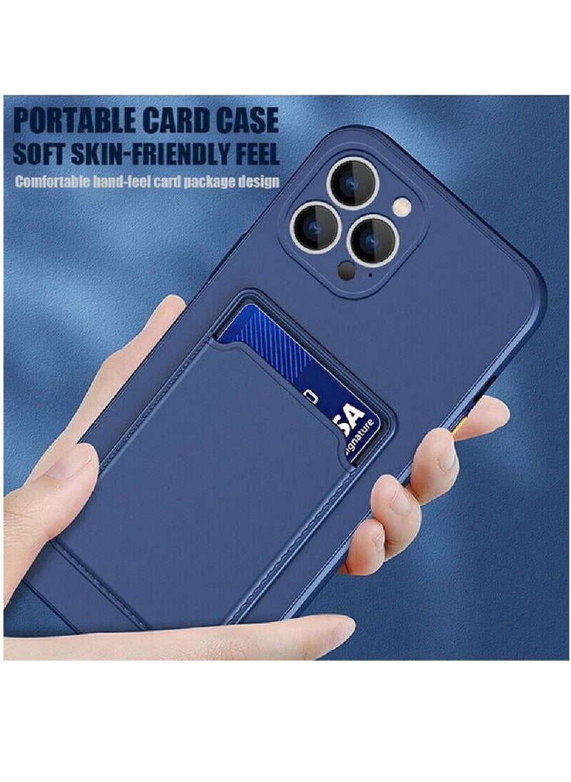 ZOOMEE - Protective ShockProof Card Slot Luxury Rubber Case Cover For iPhone 13 Pro Max Dark Blue - Image 1