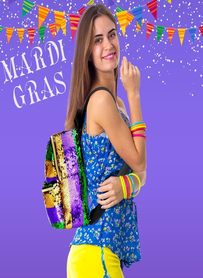 Ylinge Mardi Gras Sequin Backpacks for Women Adjustable Sequin Shoulder Bags for Mardi Gras Carnival Parades Parties, gold purple green color matching - Image 4