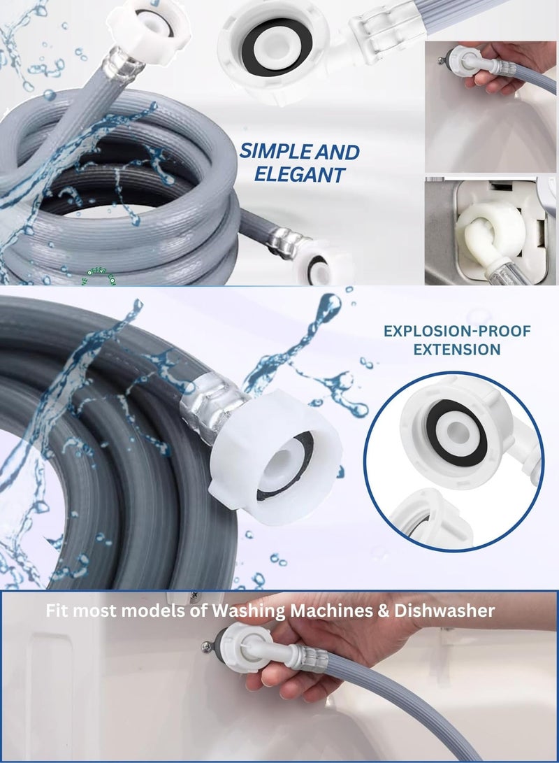 خرطوم مدخل عالمي للغسالات وغسالة الصحون - أنبوب تعبئة الماء البارد والساخن مع انحناء مرن بزاوية 90 درجة، أنبوب مدخل مقاوم للانفجار يدوم طويلاً - Image 3
