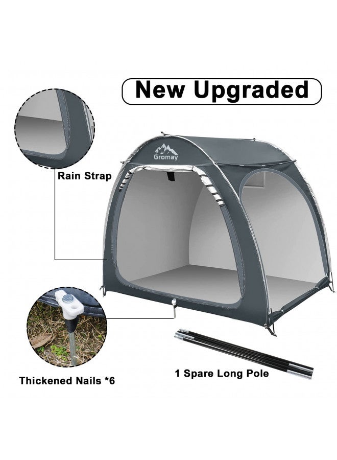 gromay Outdoor Bike Storage Shed Tent, Large Bicycle Cover for 4 Bikes Double Doors Portable Motorcycle Tent with Spare Pole Rain Strip PU4000 Waterproof Silver Coated Oxford Cover, Foldable Bicycle Shelter  - Image 3