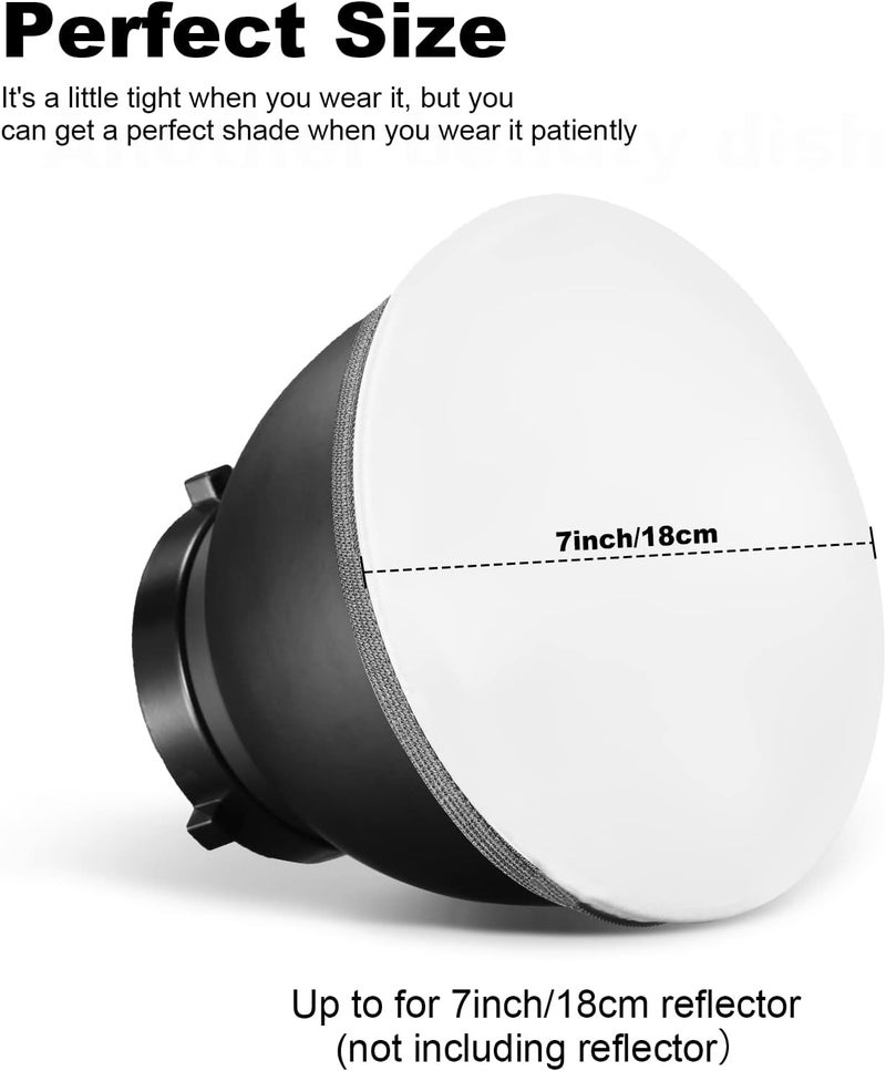 soonpho 7" 180mm Soft Diffuser Sock for Photography Studio Strobe Reflector Standard Reflector(White/Red/Blue/Yellow/Green/Brown) - Image 2