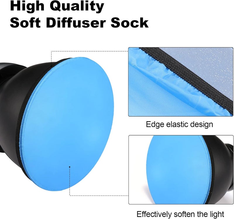 soonpho 7" 180mm Soft Diffuser Sock for Photography Studio Strobe Reflector Standard Reflector(White/Red/Blue/Yellow/Green/Brown) - Image 3