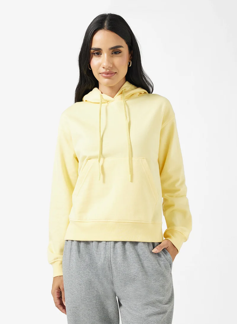 جينجر بيسيكس Cotton Hooded Oversize Fleece Sweatshirt