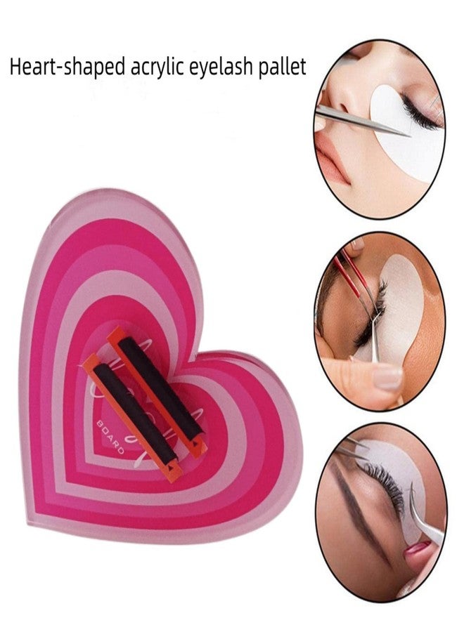 LIXIMMAZN Grafting False Eyelash Acrylic Extension Pallet, Eyelash Extension Tweezers Plate Pad Makeup Palette Individual Training Tools (Heart-shaped（4.72x3.54inch）) - Image 3