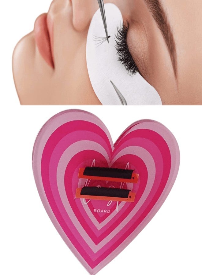 LIXIMMAZN Grafting False Eyelash Acrylic Extension Pallet, Eyelash Extension Tweezers Plate Pad Makeup Palette Individual Training Tools (Heart-shaped（4.72x3.54inch）) - Image 4