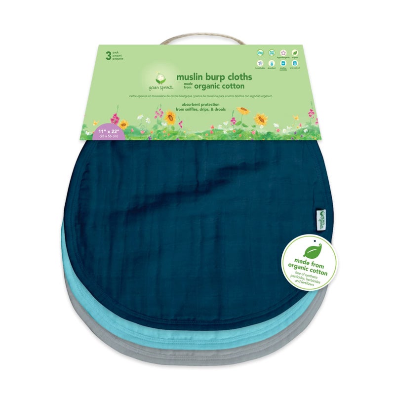 green sprouts Muslin Burp Cloths made from Organic Cotton | 4 absorbent layers protect from sniffles, drips & drools | 100% organic cotton muslin, Super soft & softer with every wash, Machine washable - Image 3