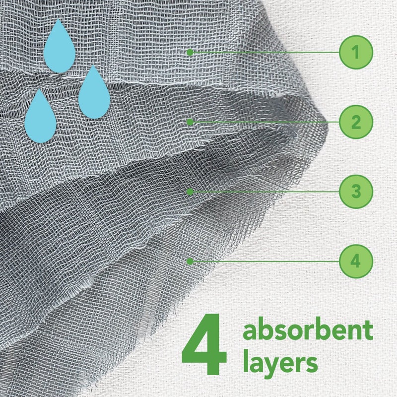 green sprouts Muslin Burp Cloths made from Organic Cotton | 4 absorbent layers protect from sniffles, drips & drools | 100% organic cotton muslin, Super soft & softer with every wash, Machine washable - Image 5