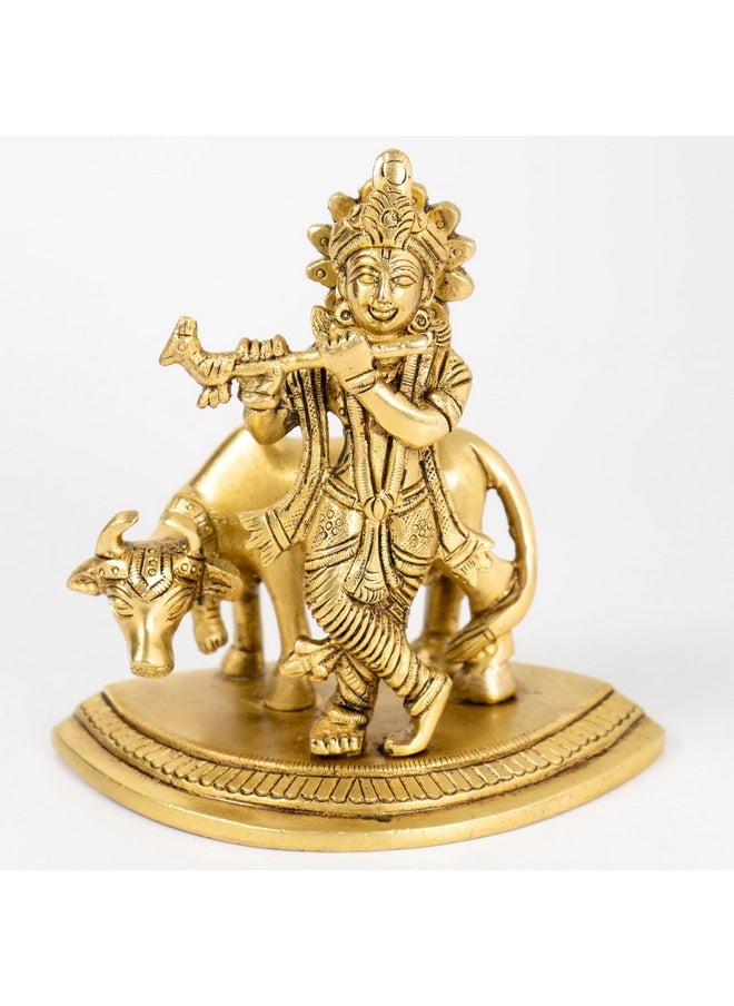 CraftVatika Brass Krishna with Cow Idol Murti - Standing Murli Manohar Krishna Krishan Playing Flute Brass Statue - Brass Figurine Gift & Home Décor Items (5.5 Inch Height) - pzsku/ZA5D3839584D52D17D6CDZ/45/_/1741429482/d32ed989-3d93-42de-aff5-a8b9307426f8