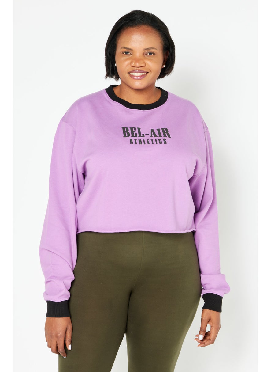 Bel-Air Athletics - Women Sportswear Fit Long Sleeves  Training Sweatshirt, Purple - Image 1