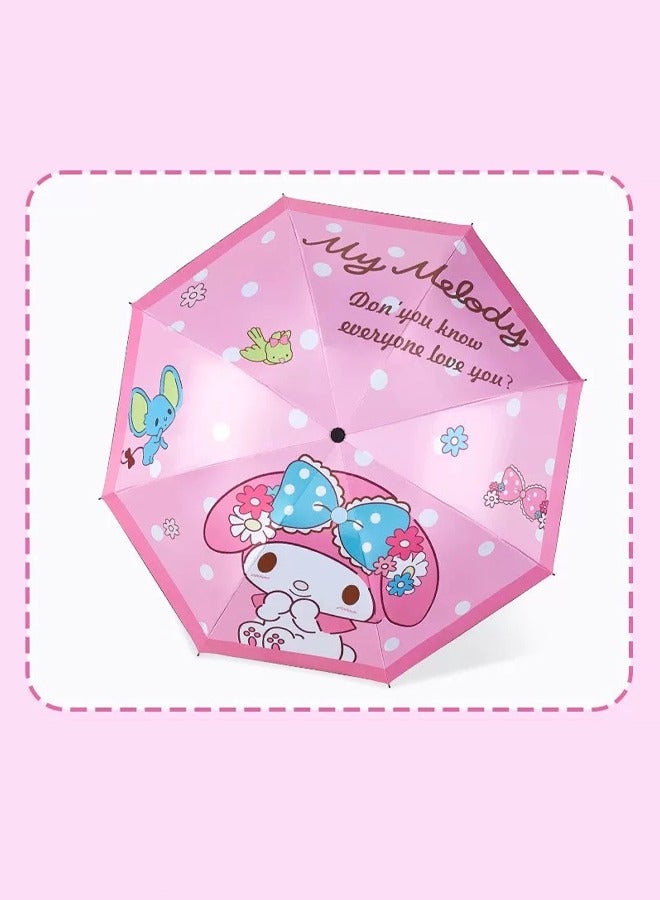 سانريو مظلة بنمط الرسوم المتحركة سانريو مقاومة للرياح، ومقاومة للماء، ومظلة مقاومة للأشعة فوق البنفسجية، ومظلة مدمجة قابلة للطي وخفيفة الوزن، ومظلة للسفر - Image 1