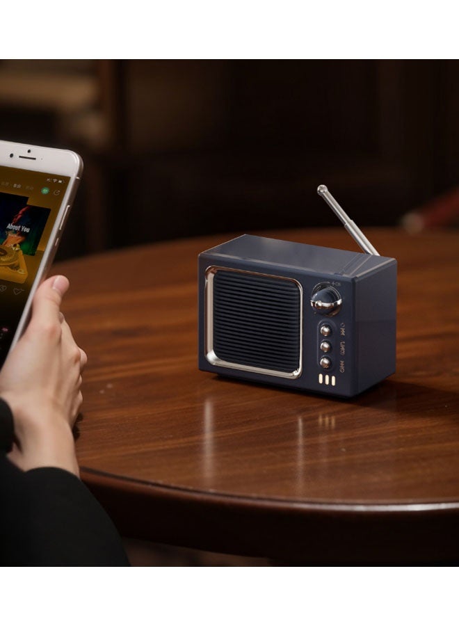 نيوترل مكبر صوت بلوتوث P10 Retro Mini TV Card-Slot يجمع بين تشغيل الموسيقى وراديو FM والتوجيهات الصوتية والتصميم الكلاسيكي مثالي لغرف المعيشة والمكاتب وغرف النوم وغيرها (أسود) - Image 3