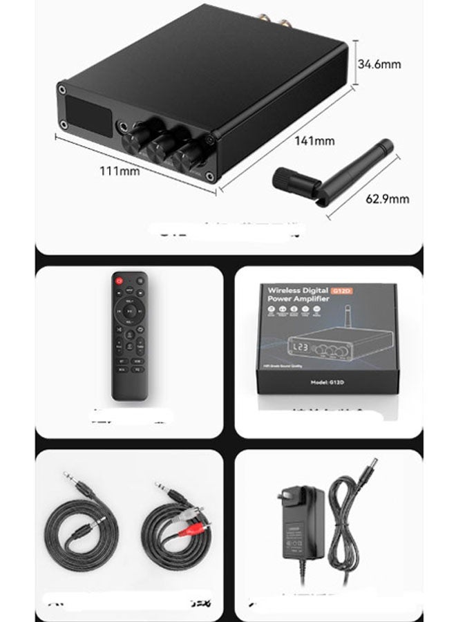 Neutral G12D Digital Amplifier (19V/3A Power Supply), Bluetooth 5.3 Mini Power Amplifier, 2-Channel 200W, Suitable for Home/Outdoor/Garage/Ceiling-Mounted/Passive Speaker Home Cinema Systems (Black) - Image 3