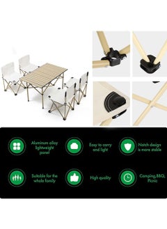 XiuWoo Outdoor Folding Portable Picnic Camping Table, 4pcs Foldable Camping Table and Chair Set, for Indoor,Outdoor,Camping, Beach,Backyard, BBQ, Party, Patio, Picnic  - Image 3