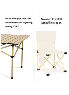 XiuWoo Outdoor Folding Portable Picnic Camping Table, 4pcs Foldable Camping Table and Chair Set, for Indoor,Outdoor,Camping, Beach,Backyard, BBQ, Party, Patio, Picnic  - Image 4