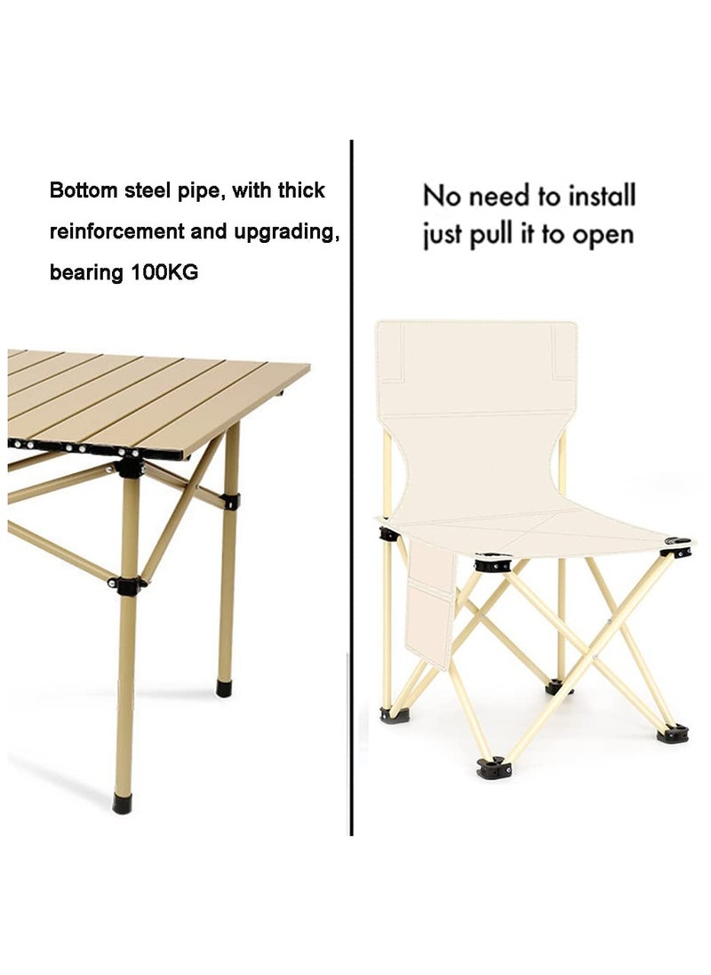 XiuWoo - Outdoor Folding Portable Picnic Camping Table, 4pcs Foldable Camping Table and Chair Set, for Indoor,Outdoor,Camping, Beach,Backyard, BBQ, Party, Patio, Picnic - Image 1