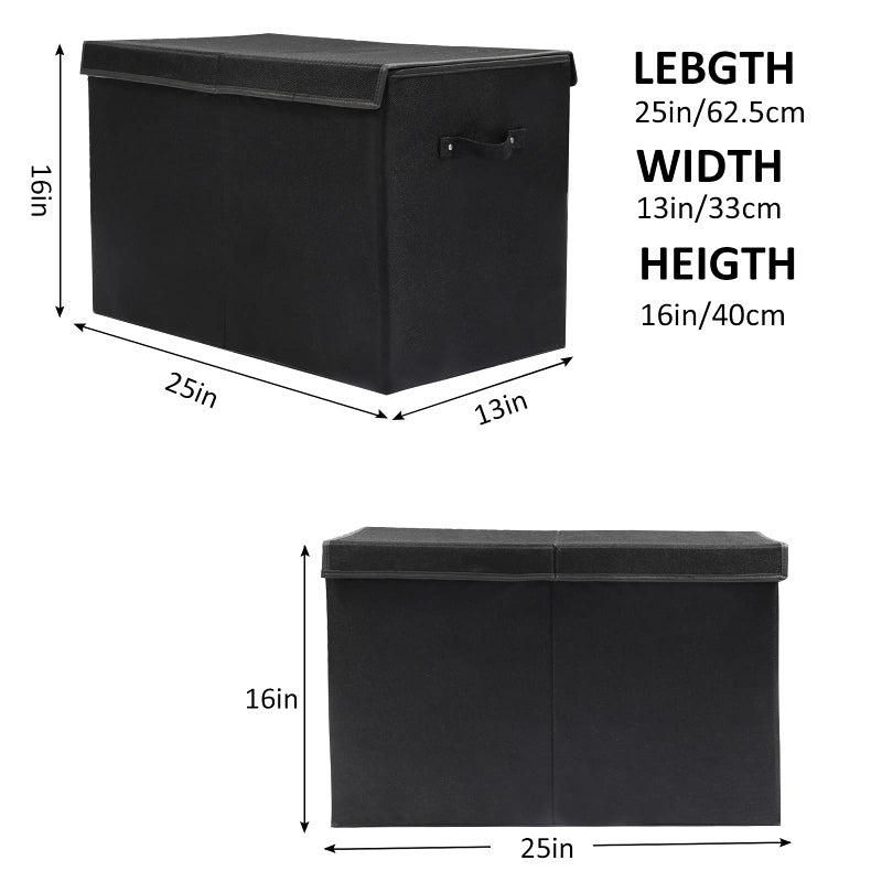 popoly Large Toy Box Chest Storage with Flip-Top Lid, Collapsible Kids Storage Boxes Container Bins for Toys, Playroom Organizers, 25"x13" x16" (Linen Black) - Image 4
