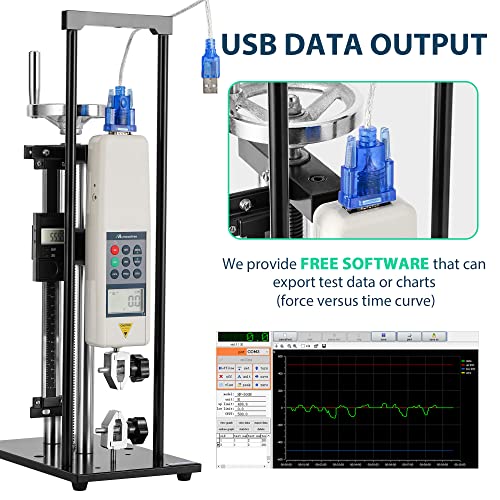 Mxmoonfree Digital Force Gauge 500N Push Pull Gauge with Force Gauge Stand Force Test Stand Wheel-Operated 150mm Stroke and HJJ-001 Clamp x2 (HLB Test Stand+HP-500N) - Image 2