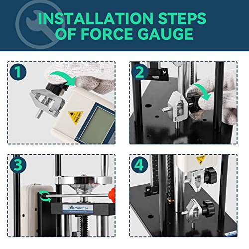 Mxmoonfree Digital Force Gauge 500N Push Pull Gauge with Force Gauge Stand Force Test Stand Wheel-Operated 150mm Stroke and HJJ-001 Clamp x2 (HLB Test Stand+HP-500N) - Image 5