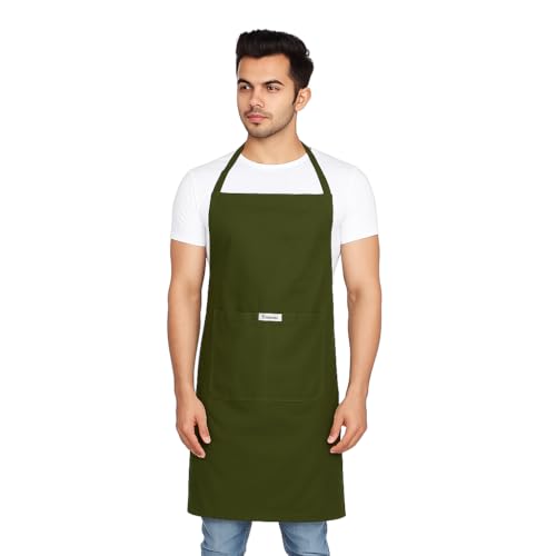 MAKSTILE Waterproof & Dustproof Apron For Dishwashing, Cooking, Dog Grooming, Gardening, Car Wash, Lab, Restaurant & Industrial Use | Unisex| Military Green | Pack Of 1 - Image 1