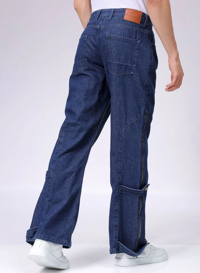 شركة المرآب الهندية Men Bootcut Loose Fit Solid Mid-Rise Jeans