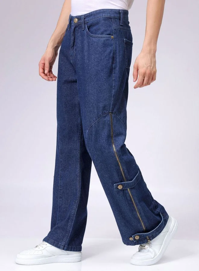 شركة المرآب الهندية Men Bootcut Loose Fit Solid Mid-Rise Jeans