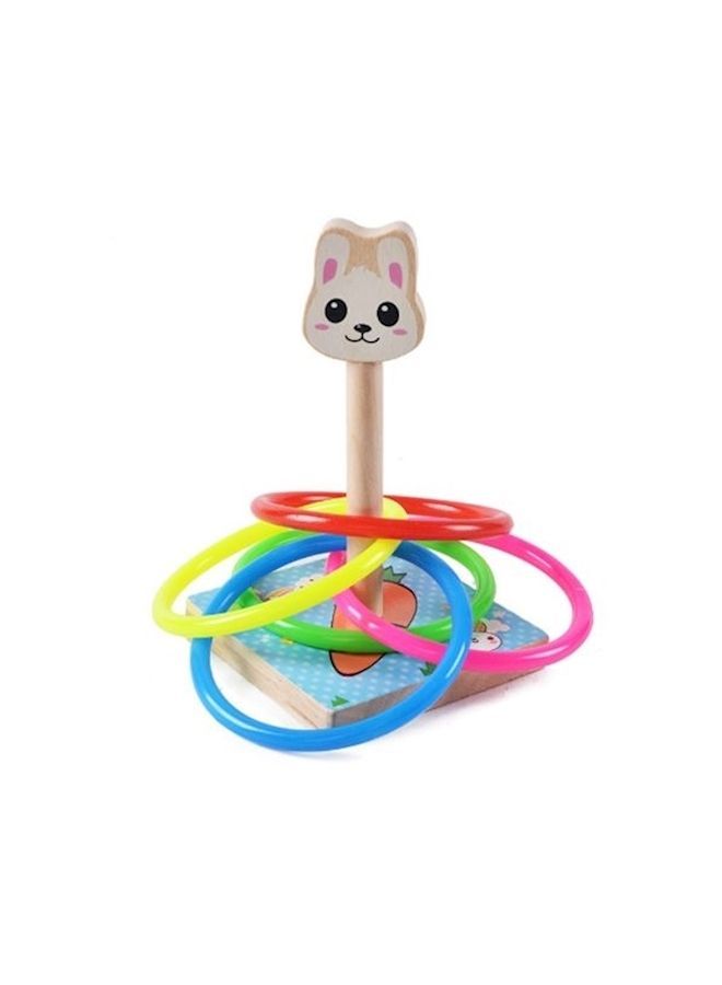 NIBEMINENT Wooden Throwing Ring Toy Set 