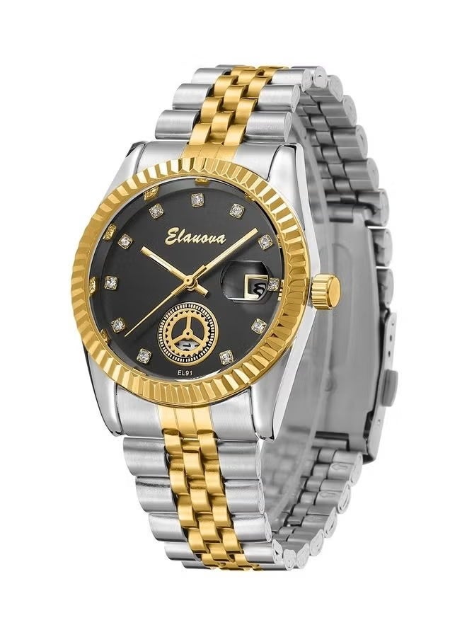 Elanova Men’s Quartz Analog Wrist Watch with Hands, Water Resistant, Stainless Steel Bracelet – Model EL91WB - Image 3