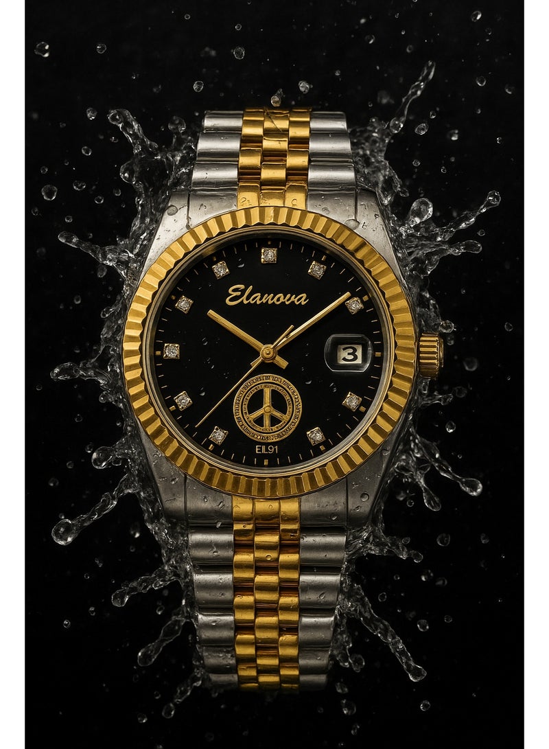 Elanova Men’s Quartz Analog Wrist Watch with Hands, Water Resistant, Stainless Steel Bracelet – Model EL91WB - Image 4