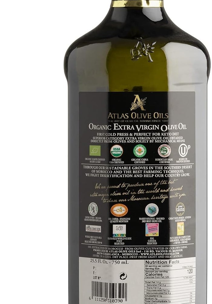A ATLAS OLIVE OILS Organic Extra Virgin Olive Oil - 750ML - Image 2