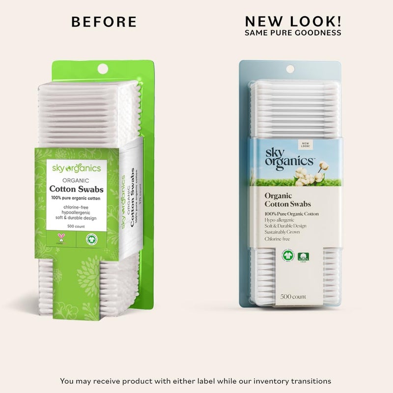 Sky Organics - Organic Cotton Swabs, 500 ct. - Ultra Soft Tips - Strong & Durable - Hypoallergenic - Chlorine Free - Sustainable - with Ebook - Natural, Vegan & Cruelty Free - Skin Care & Self Care - Image 2