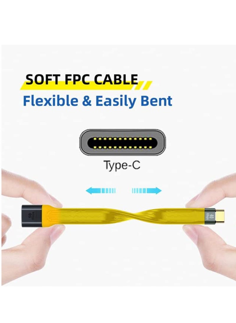 SYOSI USB 3.1 Type C Male Host to USB3.0 Type A Female OTG Flat Slim FPC Data Yellow Cable for Laptop Phone  - Image 2