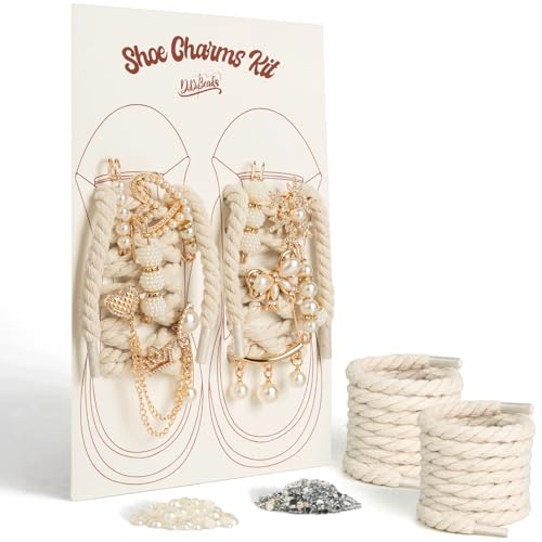 DoDoBeads Vintage Chunky Rope Shoe Laces Kit with Charms, Gold Sneaker Charms & Pins Shoe Jewelry, Maximalist Junk Shoes Laces for Boots & Sneakers, DIY Shoes Accessories Gift - Image 1